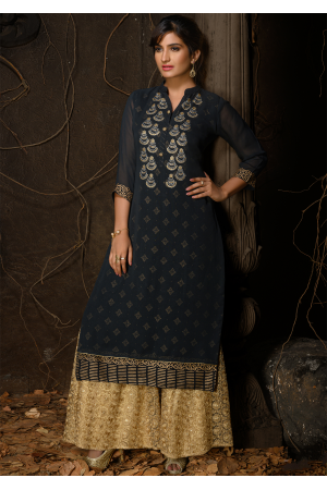 Grey Color Designer Georgette Kurti